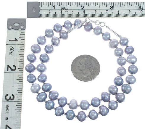 Sterling Silver and Gray Fresh Water Pearl Bead Necklace JX121483